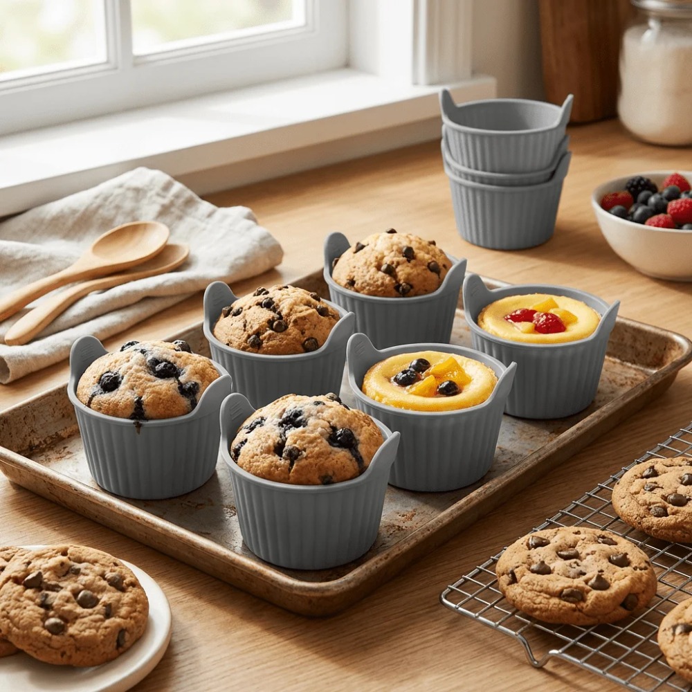 Kitchen Pro Baking Tray - 6개 묶음 실리콘 에어프라이어 몰드 DIY