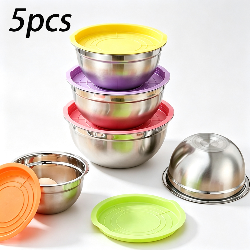 Kitchen Baking Bowls - 5개 세트의 스테인리스 스틸 믹싱 볼로,
