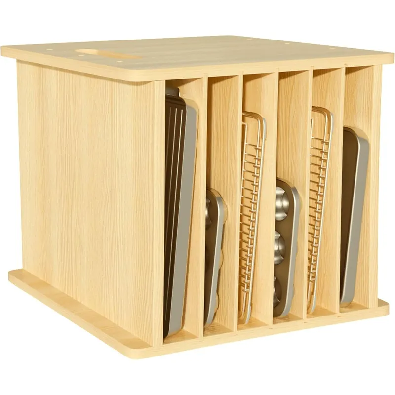 Kitchen Cabinet Baking Organizer - 7단 나무 트레이 칸막이, 쿠키 시트