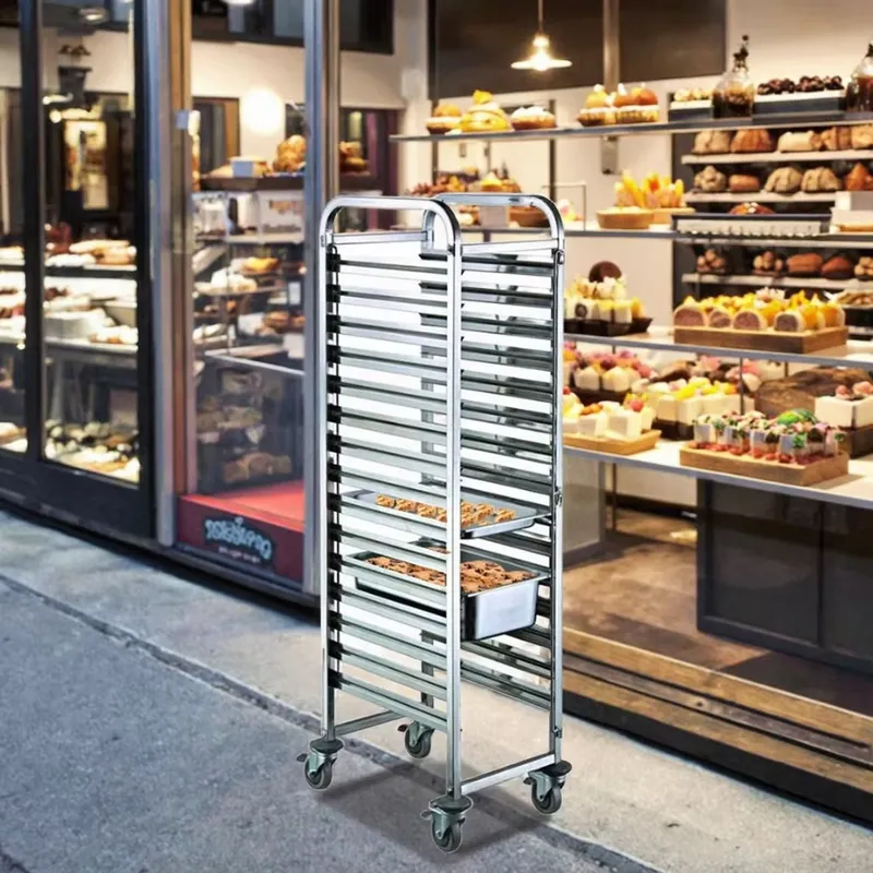 Kitchen Baking Cart - 스테인리스 스틸 고강도 4륜 GN 팬