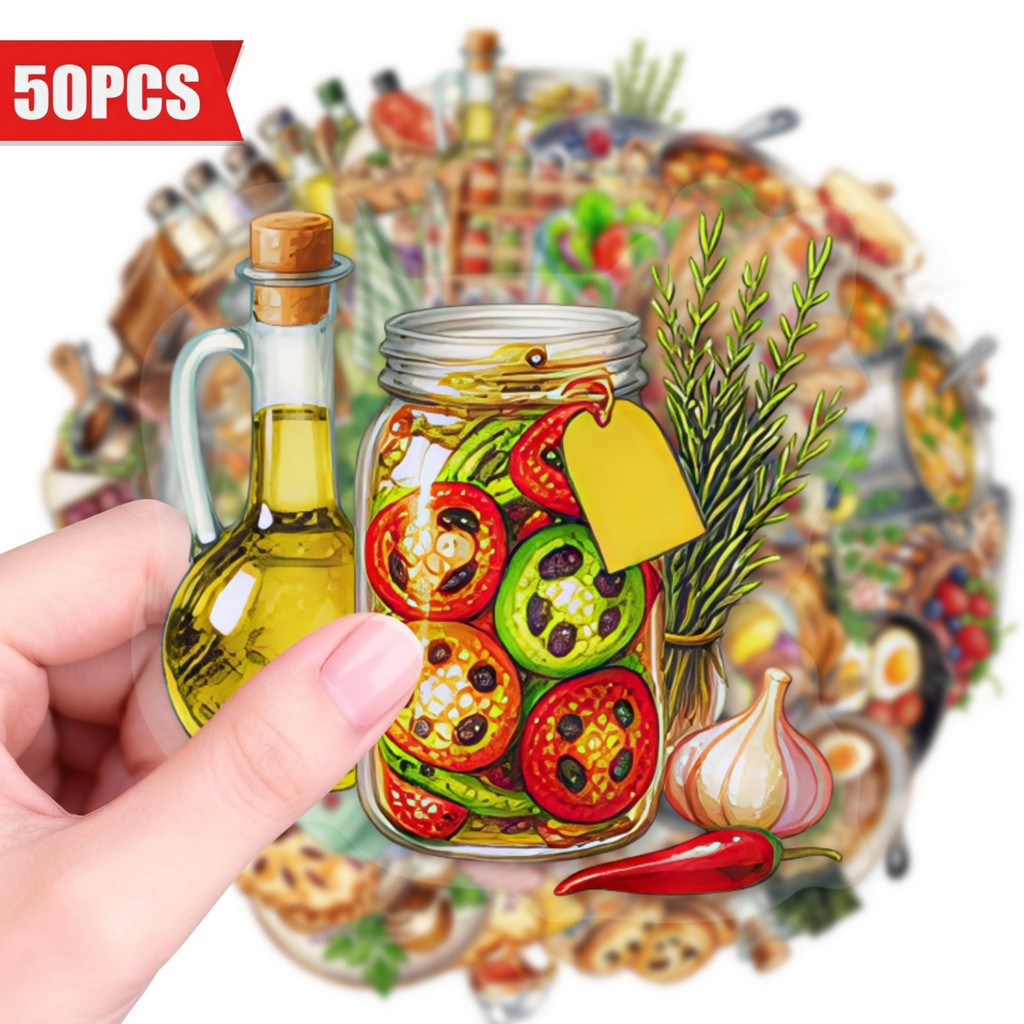 Baking (Kitchen Ingredient) - 50Pcs 투명 PET 주방 음식 스티커,