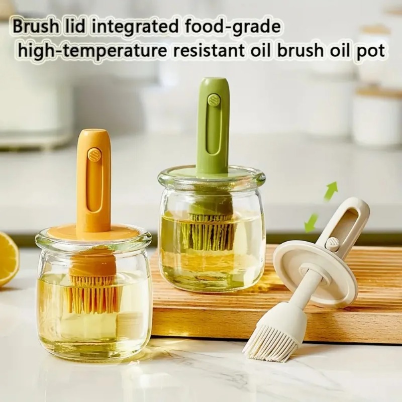 Kitchen Glass Baking Set - 실리콘 브러쉬 세트가 포함된 오일 디스펜서