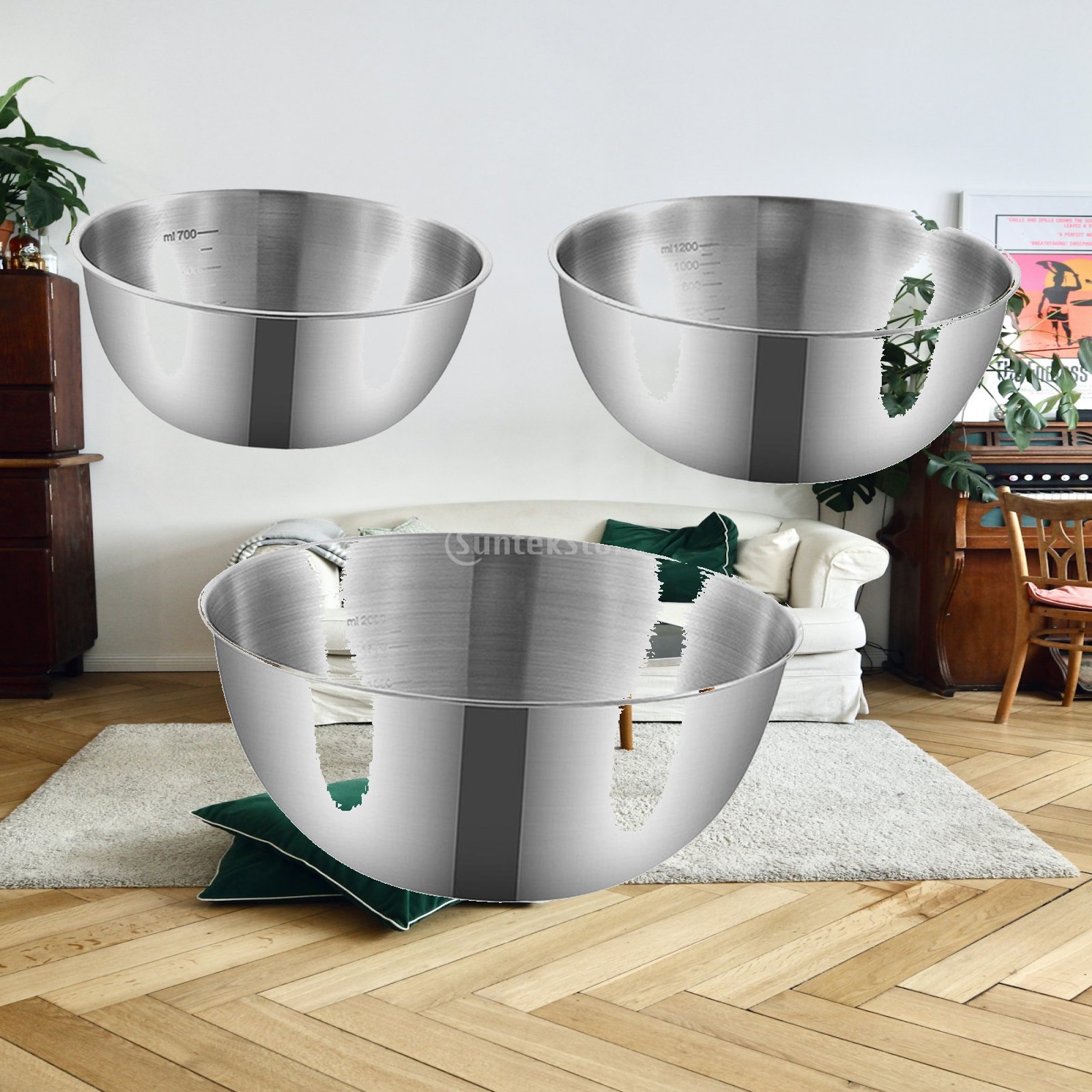 Kitchen Baking Bowls - 네스티드 스테인리스 스틸 믹싱 볼 세트,