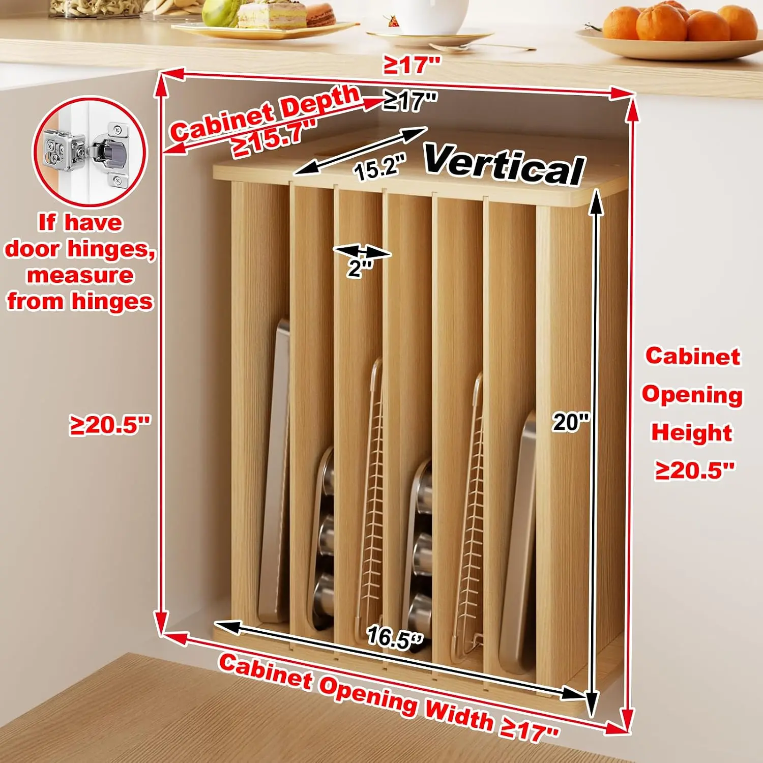 7단 나무 트레이 칸막이 - 캐비닛용 쿠키 시트 정리함 - Kitchen Cabinet Baking Organizer 리뷰 및 가격