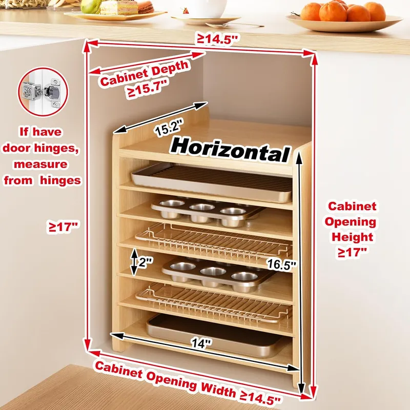7단 나무 트레이 칸막이, 쿠키 시트 정리대, 냄비와  - Kitchen Cabinet Baking Organizer 리뷰 및 가격