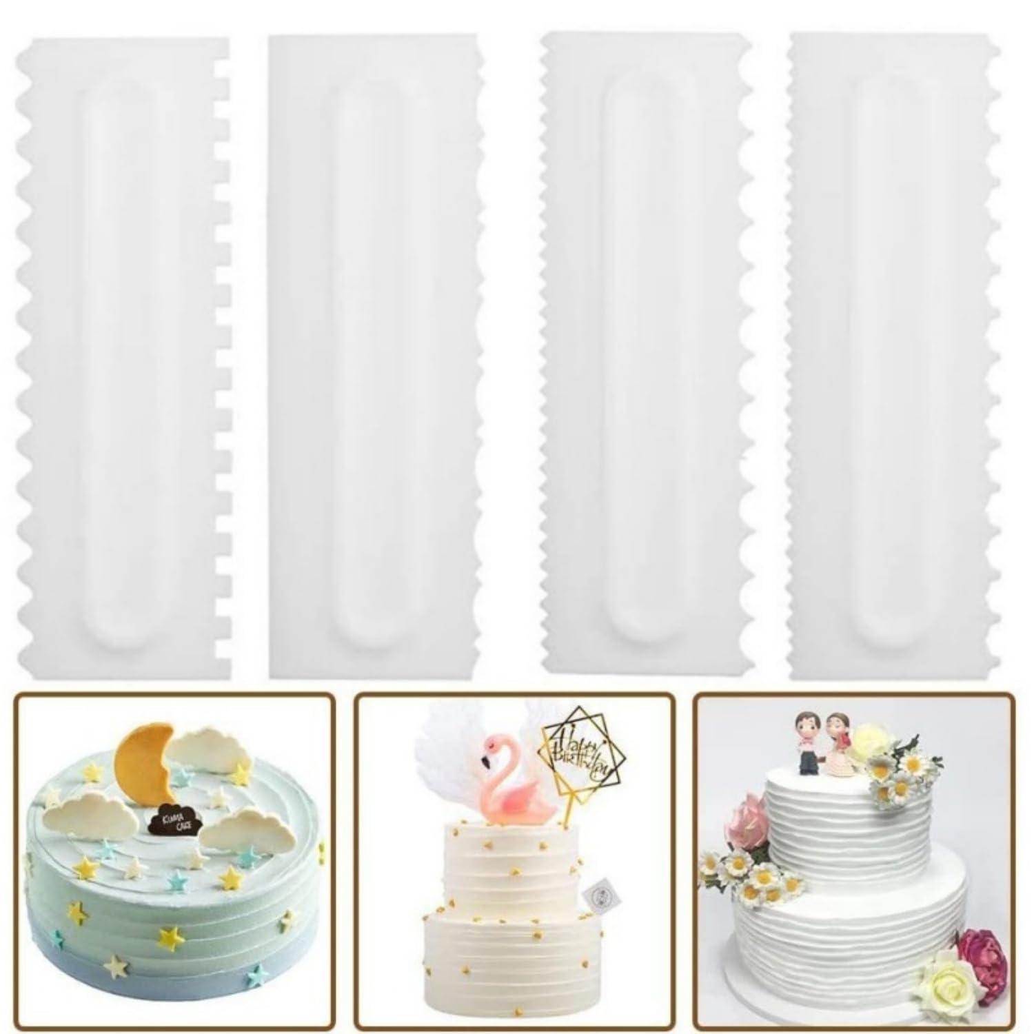 4개/세트 케이크 데코레이팅 빗 케이크 스크레이퍼 스무 - Fondant Smoother Set 리뷰 및 가격