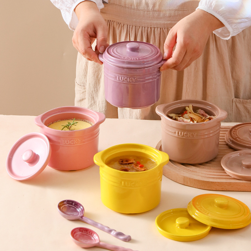 이중 뚜껑 세라믹 그릇, 새의 둥지 찐 계란 그릇 디저 - Kitchen Baking Bowls 리뷰 및 가격