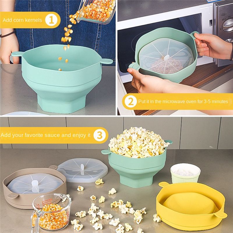 [B25B!】 실리콘 전자레인지 팝콘 그릇 접이식 팝콘 - Kitchen Baking Bowls 리뷰 및 가격