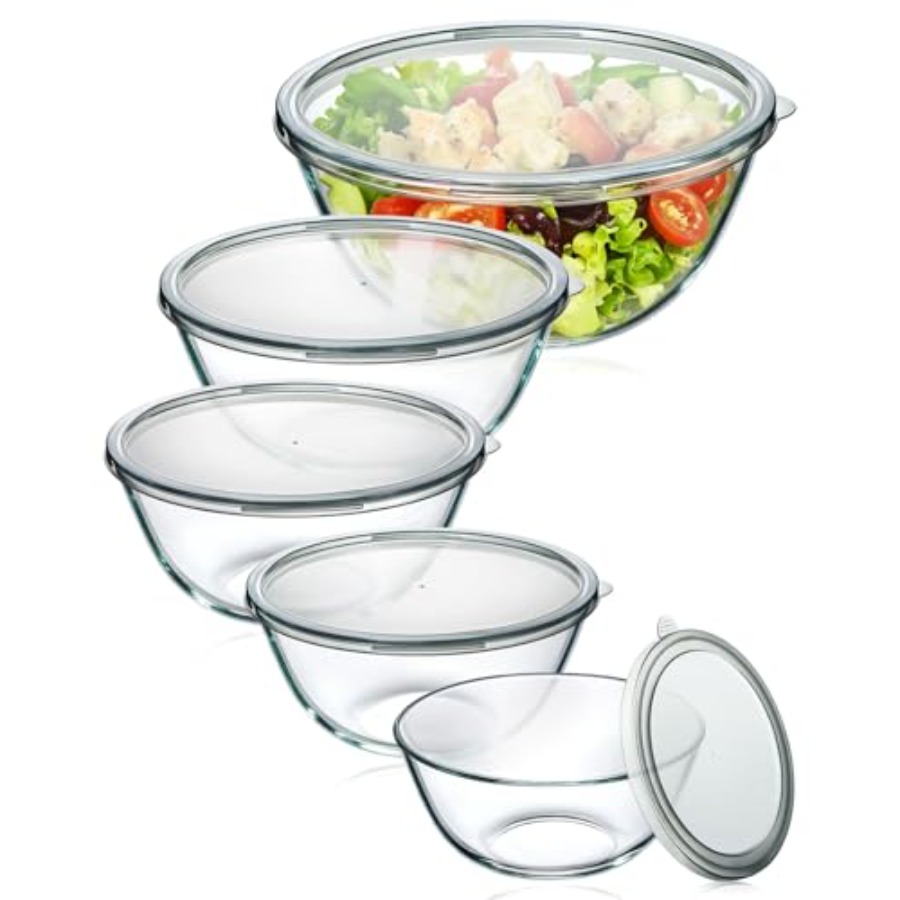 유리 믹싱볼 세트(뚜껑 포함) 5종(4.78QT, 2. - Kitchen Glass Baking Set 리뷰 및 가격