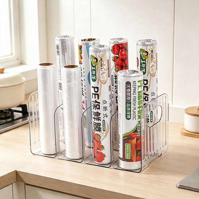 투명 다중 슬롯 수납 홀더, 플라스틱 랩, 호일 및 베 - Kitchen Cabinet Baking Organizer 리뷰 및 가격