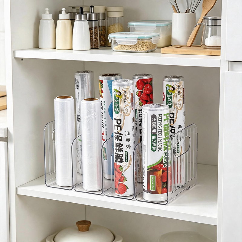 투명 다중 슬롯 수납 홀더, 플라스틱 랩, 호일 및 베 - Kitchen Cabinet Baking Organizer 리뷰 및 가격