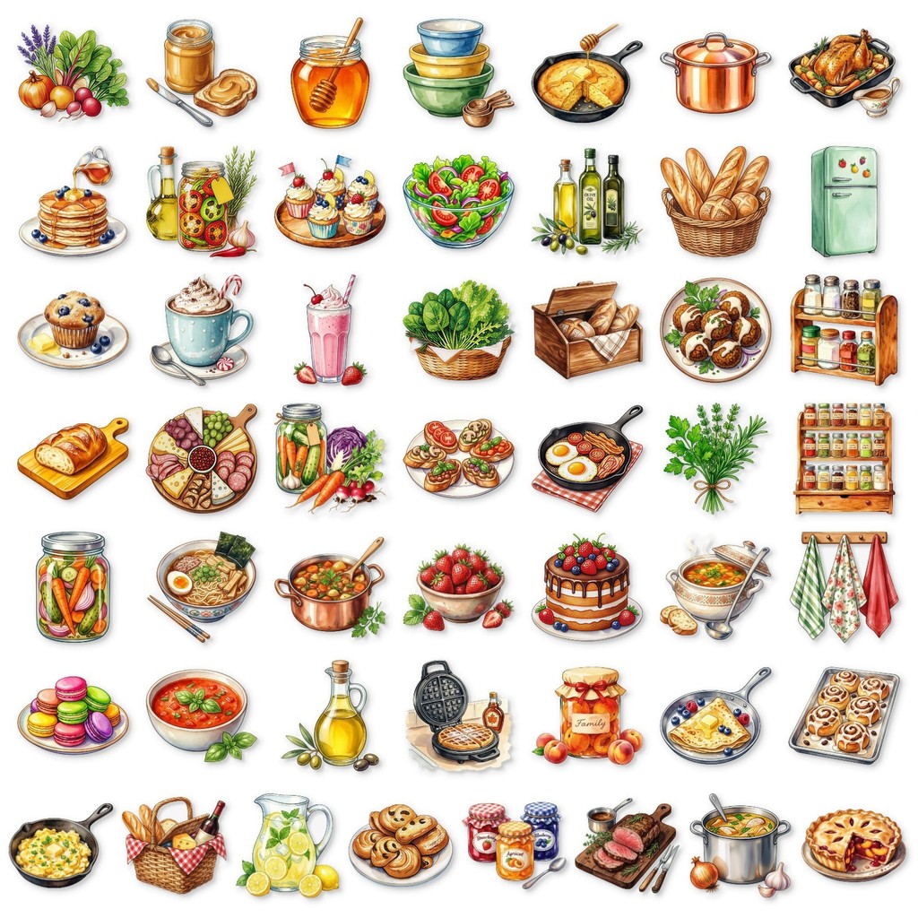 50Pcs 투명 PET 주방 음식 스티커, DIY 장식 - Baking (Kitchen Ingredient) 리뷰 및 가격