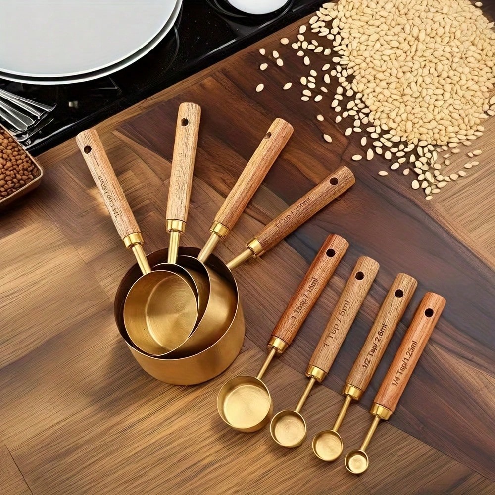 8피스 스테인리스 스틸 계량컵 및 계량스푼 세트, 건조 - Baking (Kitchen Ingredient) 리뷰 및 가격